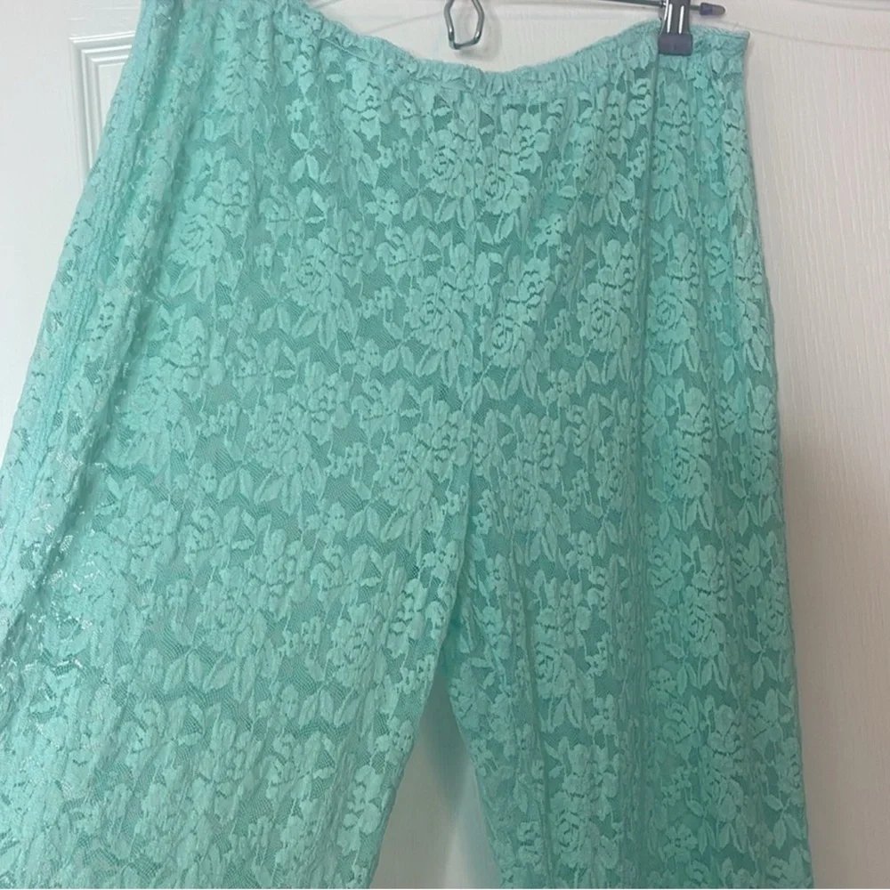 Free People All Day Lace Flare Pants Turquoise Blue Large